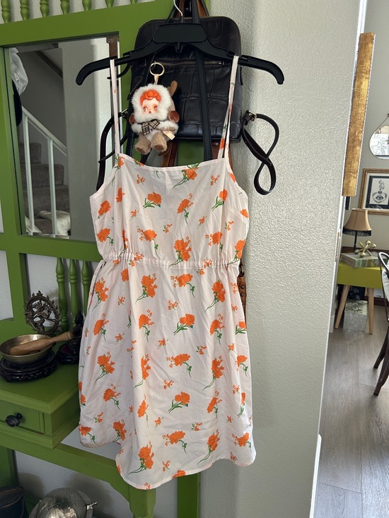 Reclaimed Vintage Dresses & Skirts - Reclaimed Vintage White Dress with Orange Floral Trim